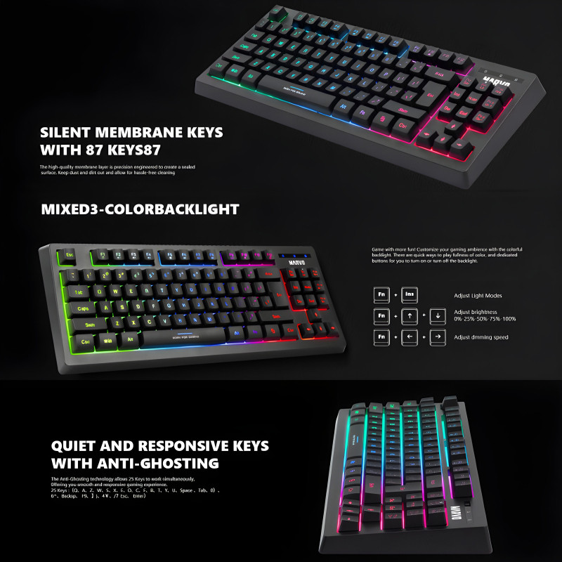 Marvo Scorpion K607 Membrane Gaming Keyboard With 3 RGB Lighting Effects