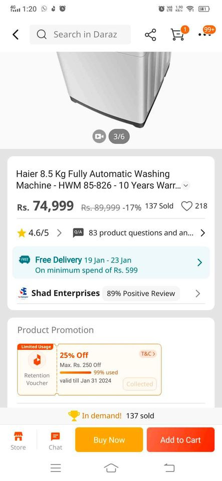 Haier automatic machine with box wrantee card