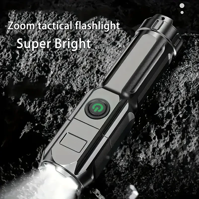 1pc Powerful Zoomable Flashlight, Outdoor Multi-functional Portable Home Small Flashlight, Telescopic Zoom Light