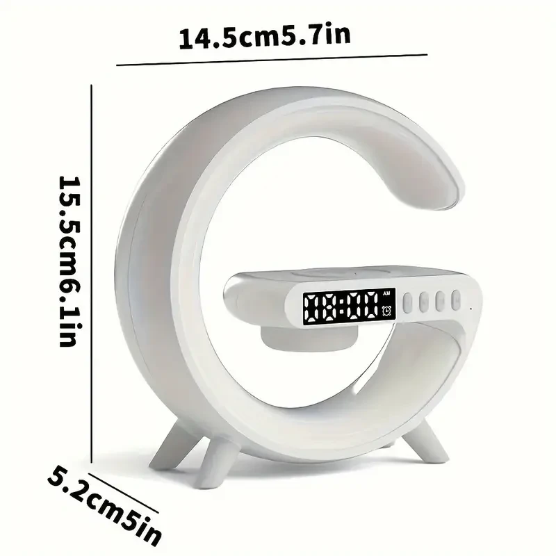 Wireless Sunrise Alarm Clock with Wireless Speaker - RGB Ambient Light, Fast Charging, Rechargeable Lithium-Polymer Battery, Dual Power Mode (USB/Battery), Button Control, Audio Output - Perfect for B